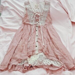 Wonder Rocket J-fashion Kawaii Harajuku Ryosan Pink Lace Mini Dress